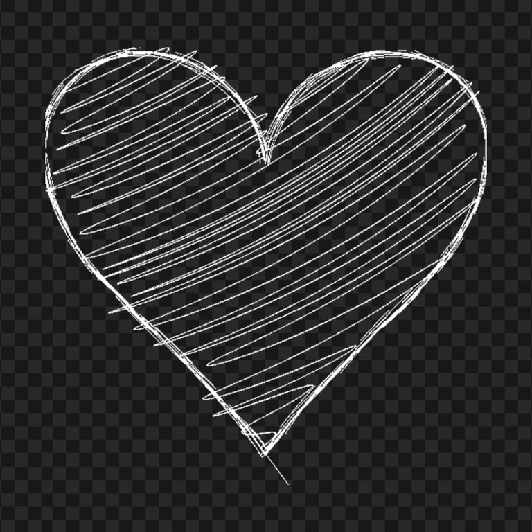 HD White Hand Sketch Heart Love PNG