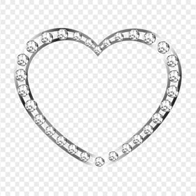 Silver Heart With Diamonds Stroke Transparent PNG