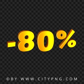 -80% Eighty Percent Discount Yellow Gradient Logo PNG
