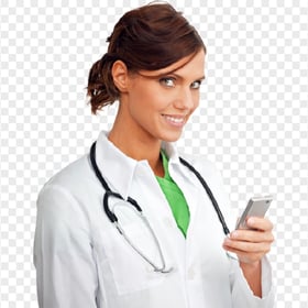 Female Doctor With Stethoscope Smiling Coat