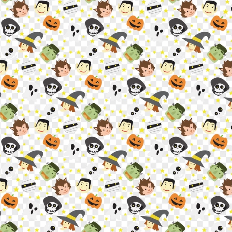 PNG Halloween Cartoon Characters Pattern