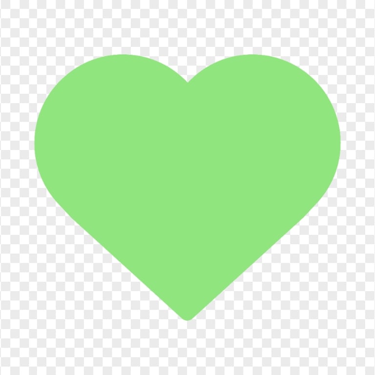 Flat Green Like Heart Icon Silhouette Transparent Background