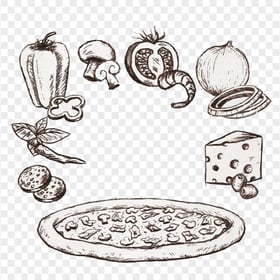 Pizza And Vegetables Drawings Food HD Transparent Background