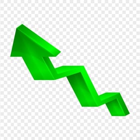 HD 3D Green Increase Arrow Up Left PNG