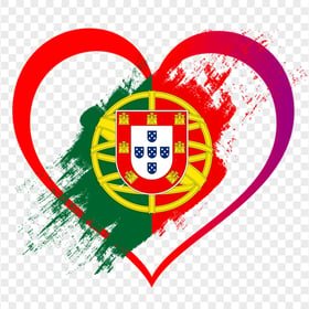 Portugal Flag With Heart Shape PNG