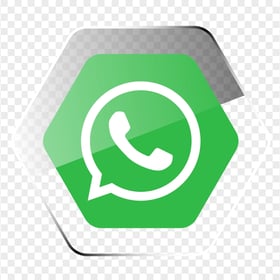 HD Hexagonal Green Whatsapp Icon Glossy Effect PNG