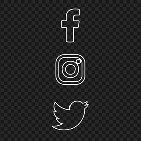 HD Facebook Instagram Twitter Vertical White Outline Icons PNG
