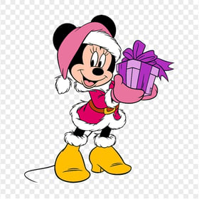 Minnie Mouse Holding A Purple Gift Box PNG