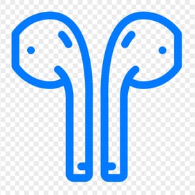 Blue Outline Airpods Earbuds Vector Icon