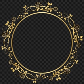 HD Realistic Round Floral Gold Frame PNG