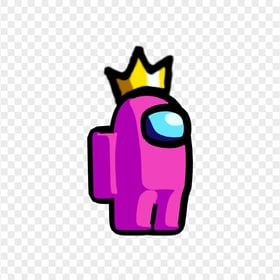 HD Pink Among Us Crewmate Character With Crown Hat PNG