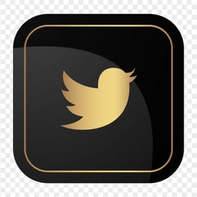 HD Square Luxury Twitter Gold & Black Icon PNG