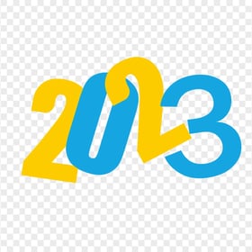Blue & Yellow Flat 2023 Text Logo Numbers PNG Image