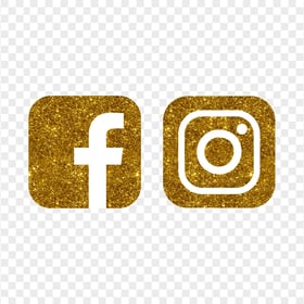 HD Facebook Instagram White & Gold Glitter Logos Icons PNG