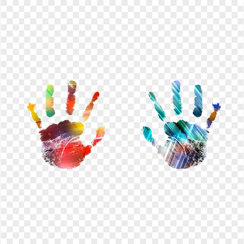 HD Colorful Two Hand Print PNG | Citypng