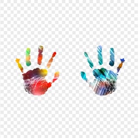 HD Colorful Two Hand Print PNG