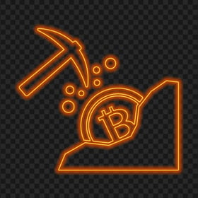 HD Neon Bitcoin Mining Logo Icon PNG