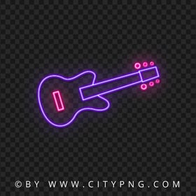 HD Purple & Pink Neon Light Guitar Transparent PNG