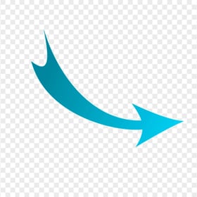 HD Curved Down Right Blue Arrow Transparent PNG