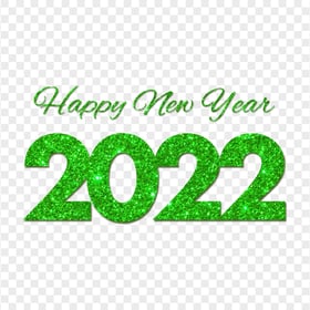 Green Glitter Happy New Year 2022 FREE PNG