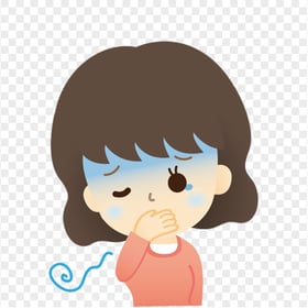 Little Girl Pain Feels Sick Cartoon Clipart Vector