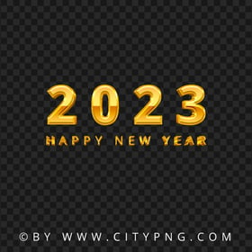 HD 2023 Happy New Year Gold Text Typography PNG