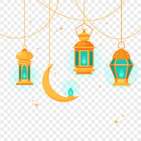 Creative Orange Illustration Ramadan Moon Lantern