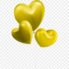 HD Three Yellow Balloons Hearts Valentine Love PNG