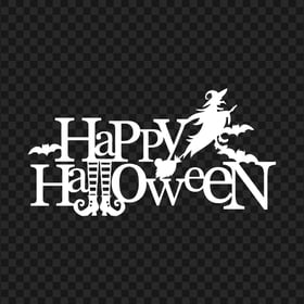 HD White Happy Halloween Text Logo Transparent Background