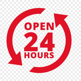 Open 24 Hours Red Logo Icon Sign HD PNG