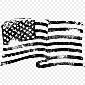 Black Waving American Flag Grunge Stamp Texture