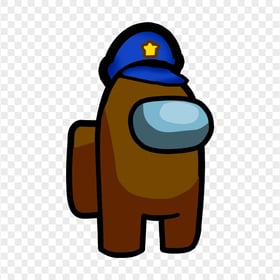 HD Among Us Crewmate Brown Character With Police Hat PNG