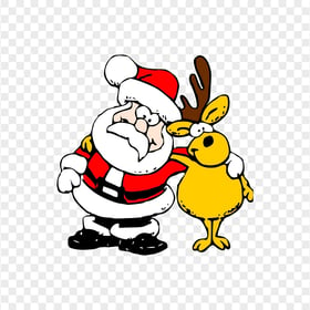 Cartoon Clipart Santa With Rudolph Reindeer PNG IMG