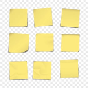 Group Of Yellow Paper Sticky Notes HD PNG