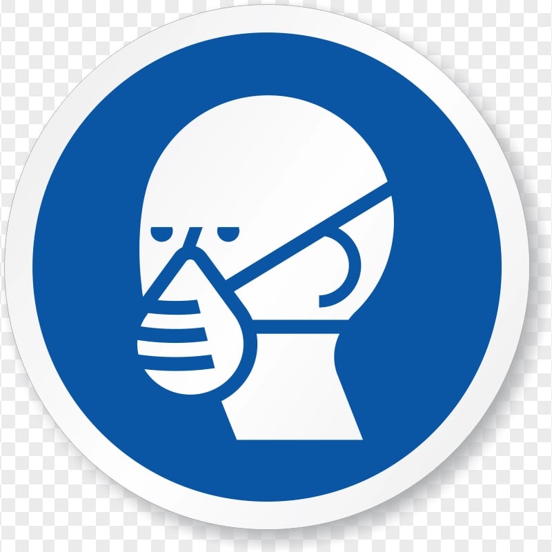Round Blue Sign Mask Icon Danger Safety