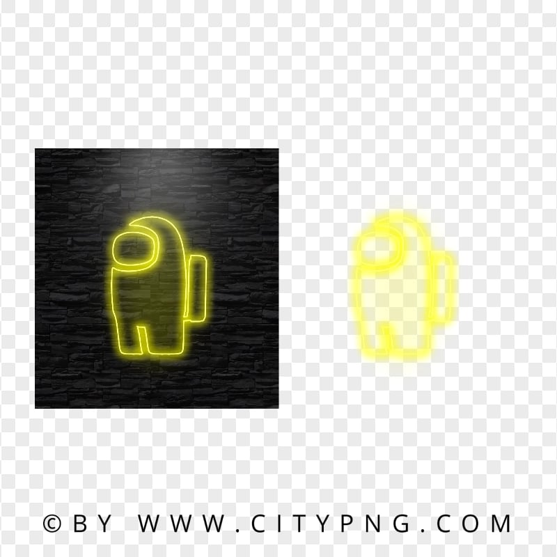 HD Yellow Neon Among Us Character PNG