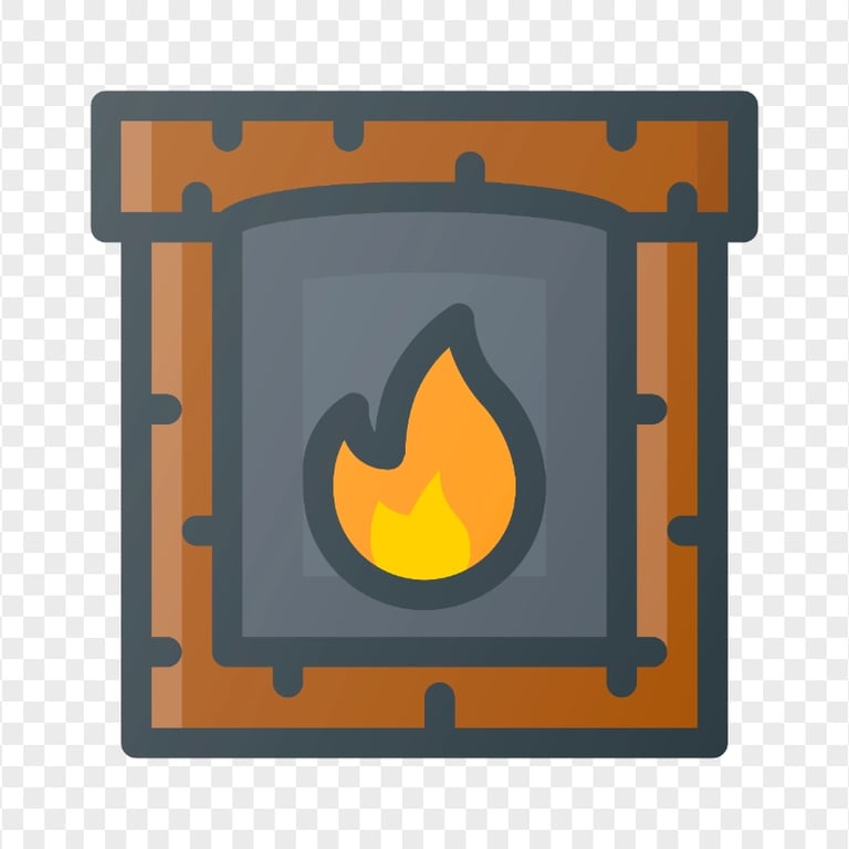 HD Flat Chimney Fireplace Icon Transparent PNG