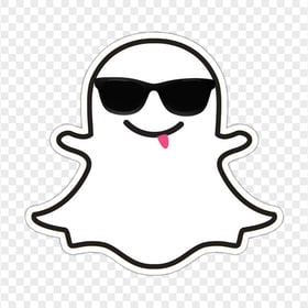 Snapchat Cute Emoji Cartoon Ghost With Sunglasses Tongue PNG Image