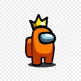 HD Among Us Orange Crewmate Character With Crown Hat PNG