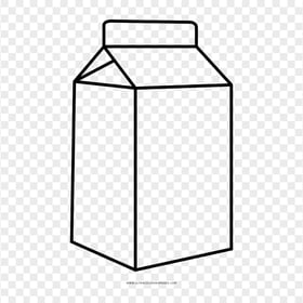 HD Black Line Outline Milk Carton Box PNG