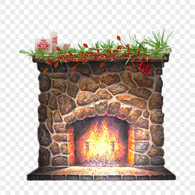 Aesthetic Decorated Fireplace PNG Image