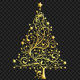 Yellow Gold Christmas Tree Illustration Design