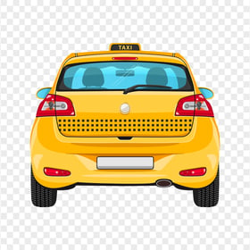 Illustration Cartoon Yellow Taxi Cab Back View