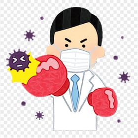 Doctor With Box Gloves Fight Corona Covid Cartoon