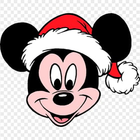 Christmas Mickey Mouse Wearing Santa Hat PNG Image