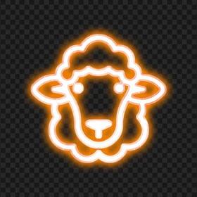 HD Orange Glowing Neon Sheep Head Face Icon PNG