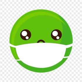 Green Emoticon Face Sick With Surgical Mask