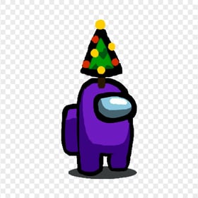 HD Among Us Purple Crewmate Character With Christmas Tree Hat PNG