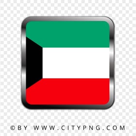 HD Kuwait Square Metal Framed Flag Icon PNG