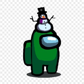 HD Among Us Green Crewmate Character With Snowman Hat PNG